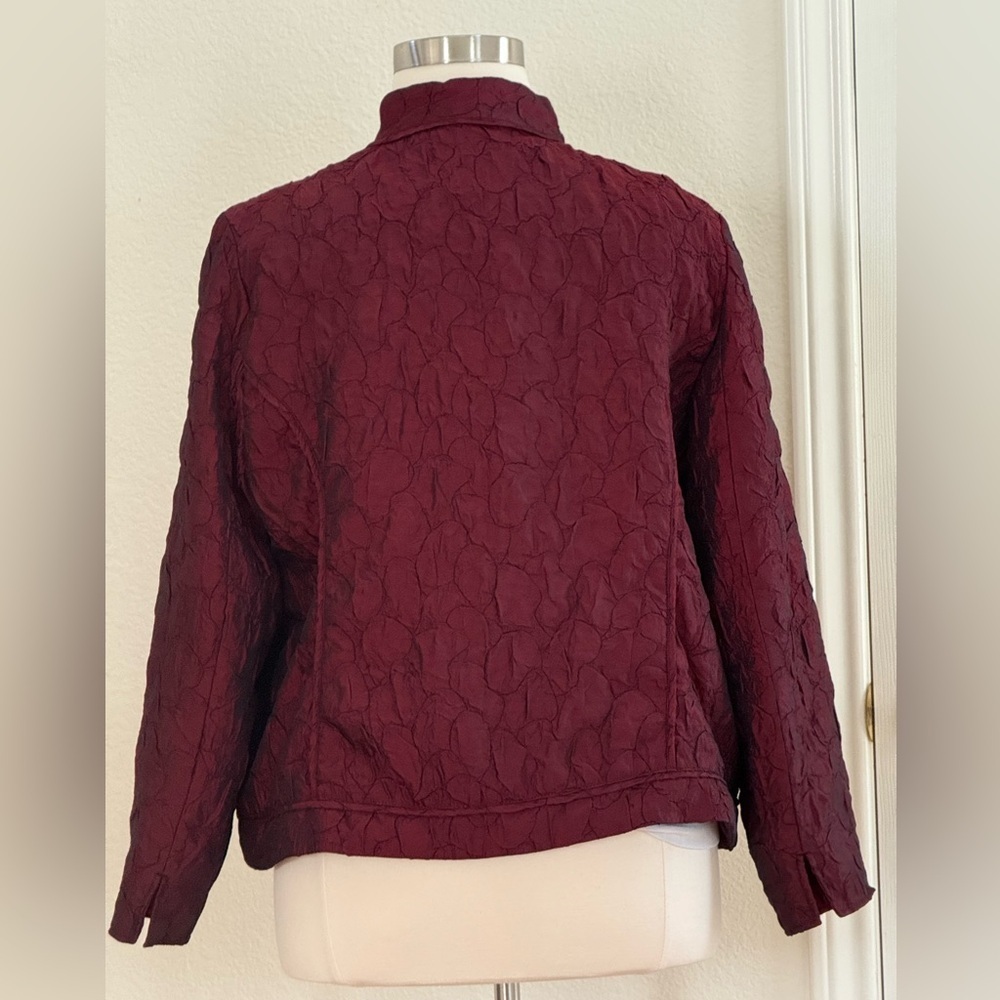 Chico's Deep Burgundy Textured Blazer Size 16 (Chico’s size 3) - Picture 6 of 16